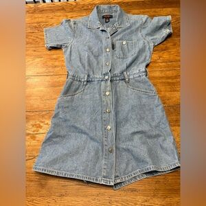 VTG 90’s -GV Casual Retro Denim Blue Jean Button Jumper Romper/Dress Mini